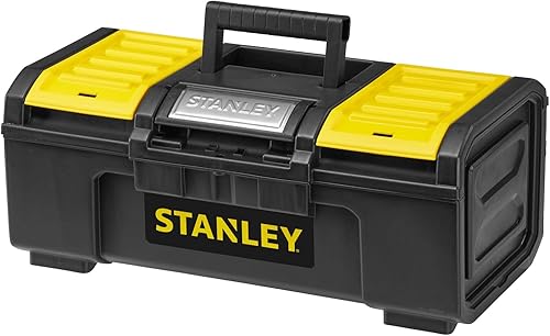 STANLEY Caja de herramientas DIY con 1 pestillo táctil, 2 organizadores de tapa para piezas pequeñas, 16 pulgadas, 1-79-216