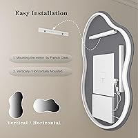 Vista 8 de SMIROR Espejo de Baño Retroiluminado Irregular con Luces 20 x 32, Espejo de Tocador con Luz LED Asimétrica en Forma de Nube para Pared
