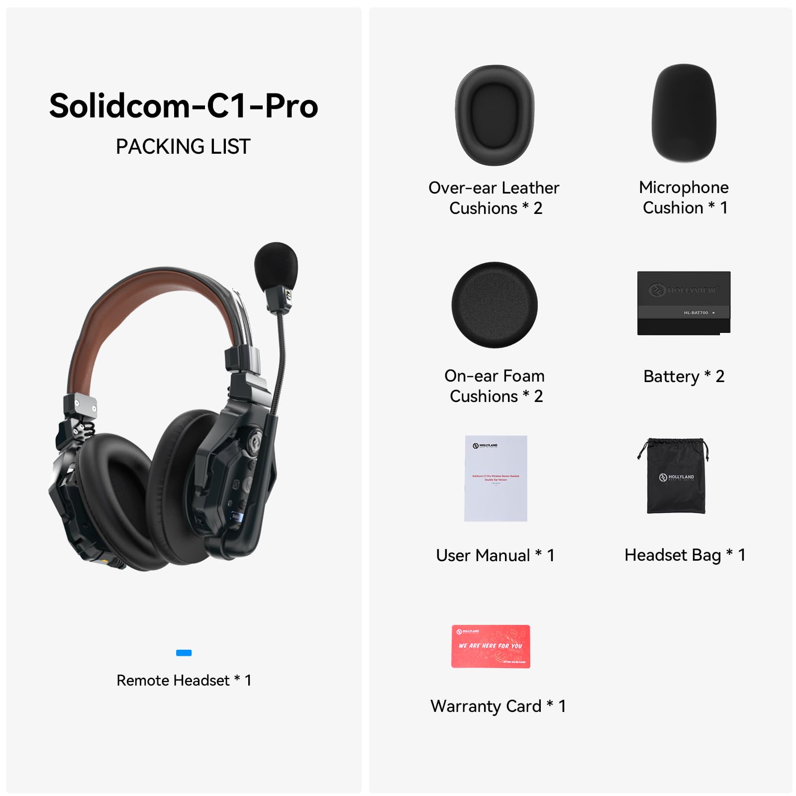 Amazon.com: Hollyland Solidcom C1 Pro Auriculares estéreo