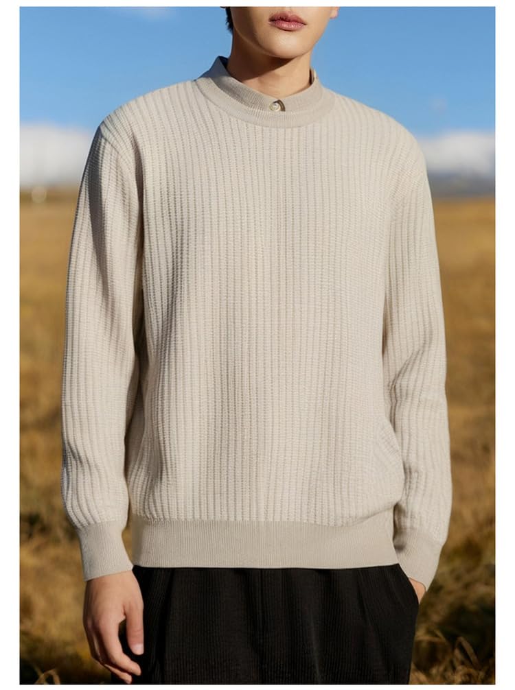 Camisa Falsa De 2 Piezas Jersey Casual Suéter Suelto De Manga Larga De Otoño E Invierno para Hombres