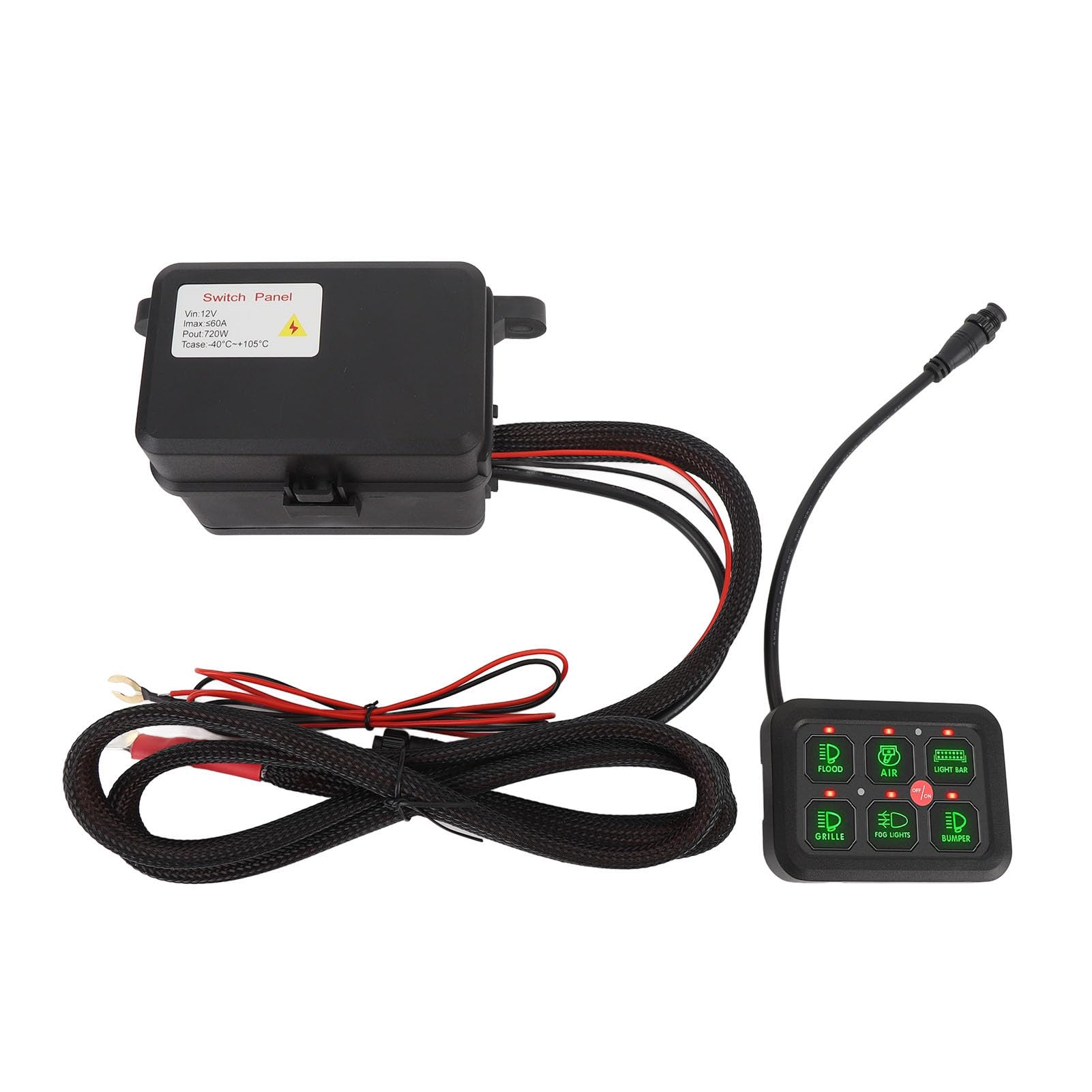 6 Panel de Interruptor de Pandillas Kit 6 Panel de Interruptor de 12V de 12V 6 Panel de Interruptor de Pandillas con una Luz de Fondo de Retroiluminable Enchufe y Juego de Brillo (luz Verde)