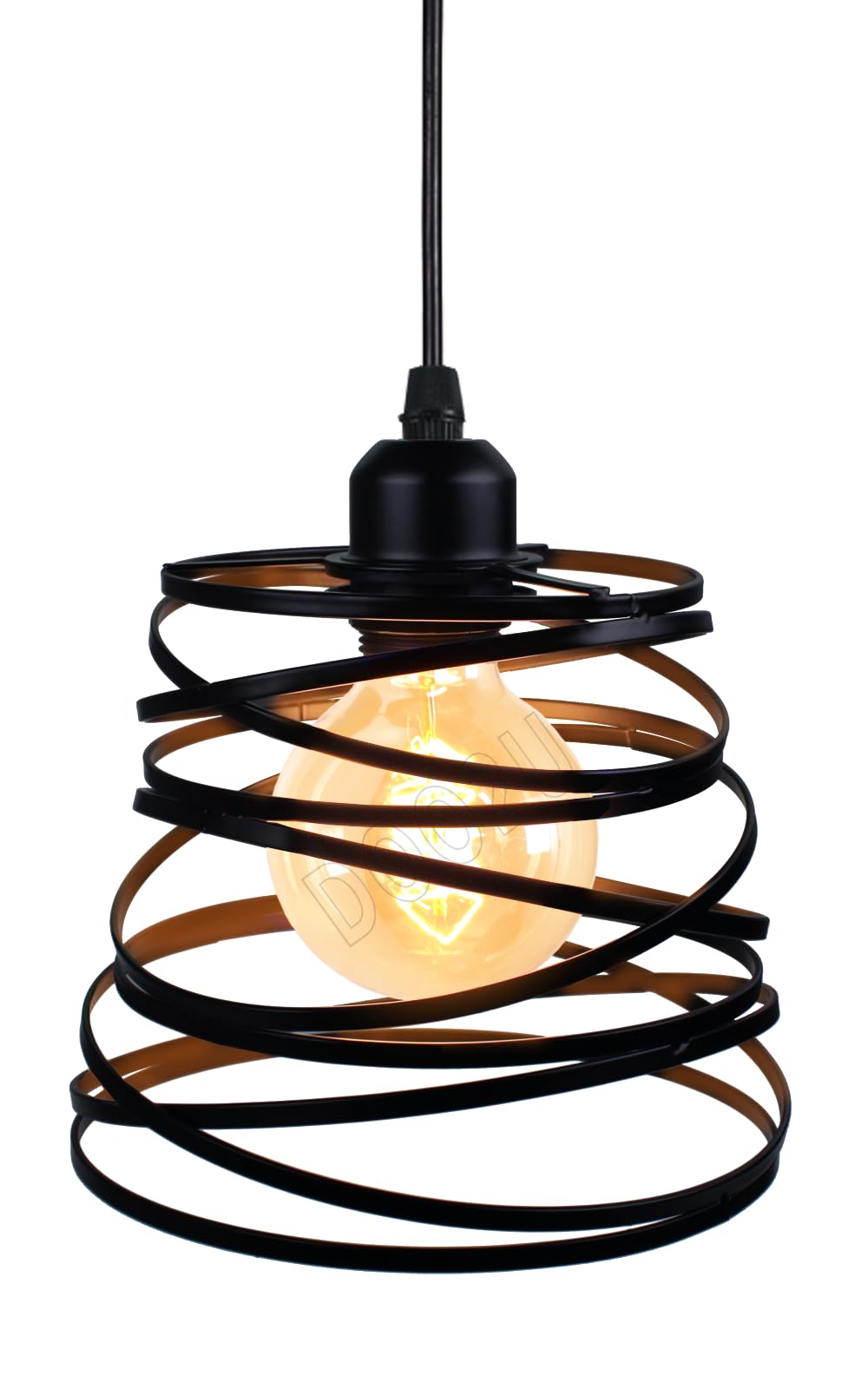 Lampadario a Sospensione E27 Retrò Industriale Lampada da Soffitto Moderna Ø20cm Paralume in Metallo Forma a Molla Illuminazione Interna per Cucina Salotto Camera da Letto