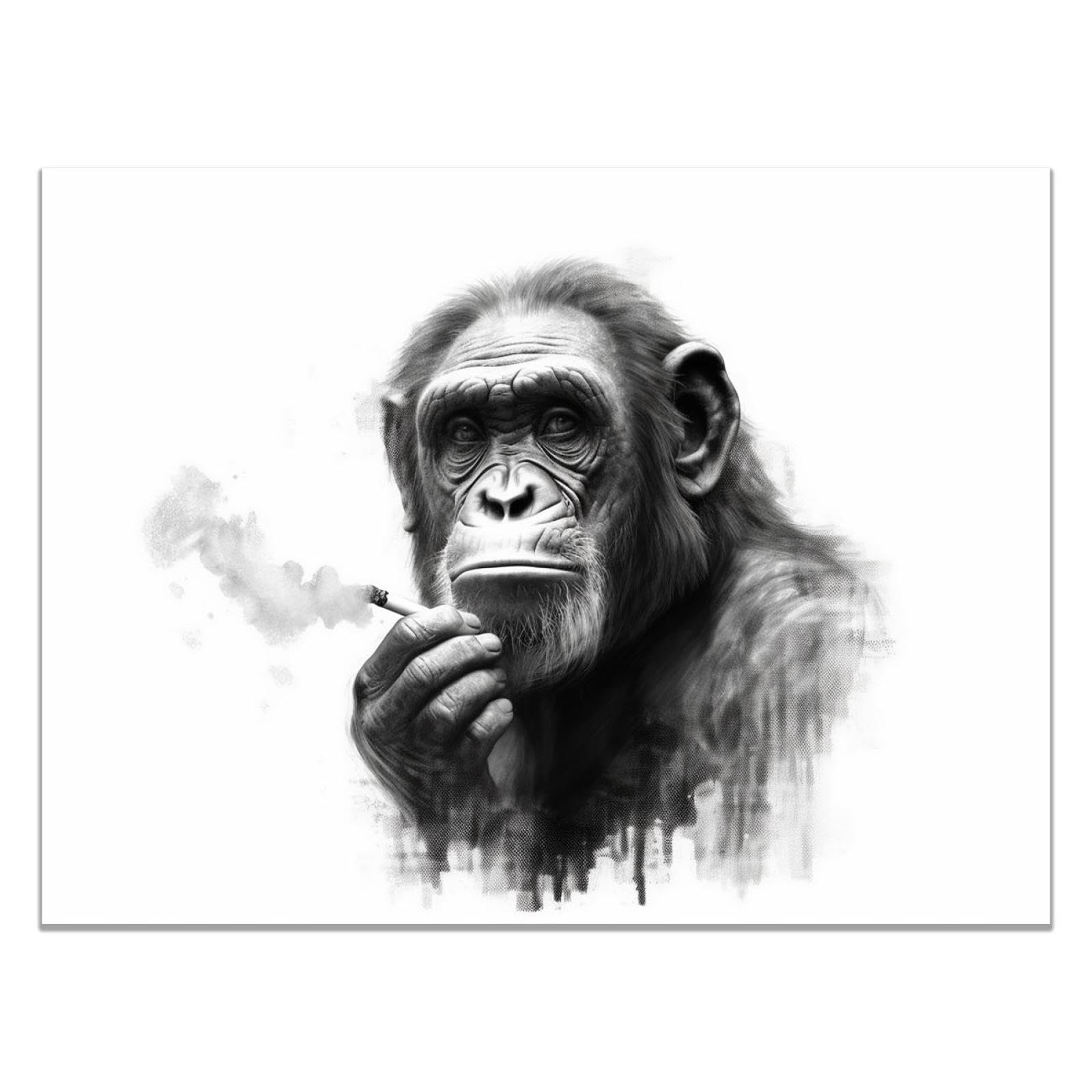 JOSUE Hombres Cuadros Decoracion Dormitorios Lienzo,animales abstractos Gris blanco Cuadro Para Decorar SalóN Dormitorio Bar Restaurante-30x40cm Sin marco