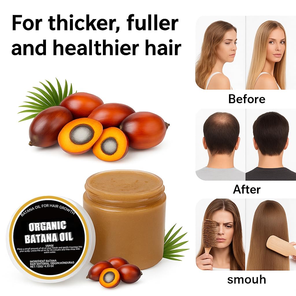 Divine Vitals Batana Oil for Hair Growth, Raw Pure Batana Oil, Prevents Hair Loss, Restore Dry Damanged Hair, Enhances Shine & Texture, Safe for All Hair Types, Men & Women 4.23 oz (Pack of 2)