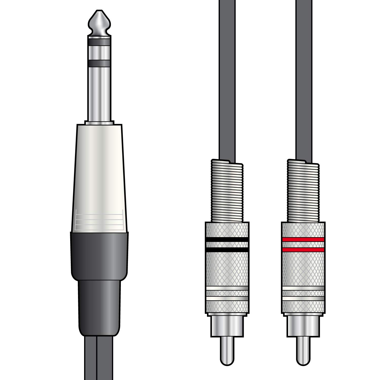 Citronic Classic Audio Lead 1 x 6.3mm Jack TRS Jack to 2 x RCA Plugs Durable Shielded Audio Cable for Hi-Fi & Studio Use 1.5 Metre