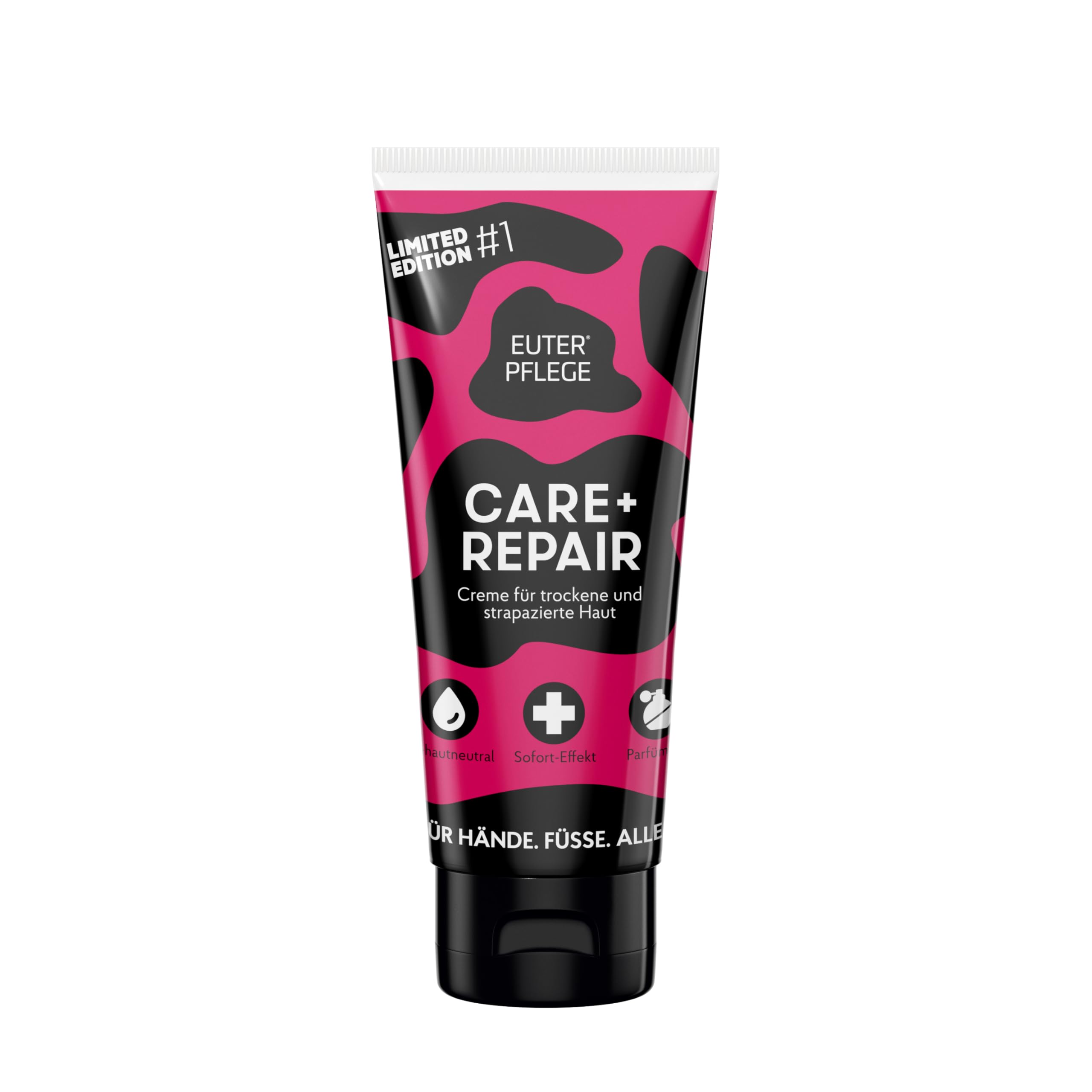 EUTERPFLEGE Care + Repair Creme, Limited Pink Edition, 100ml, intensive Pflege für trockene Haut, Feuchtigkeitscreme für Hand und Körper, parfümfrei, Allergiker geeignet