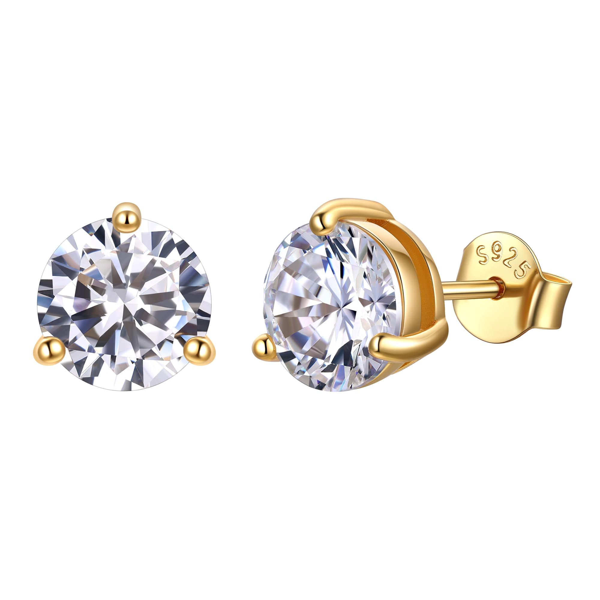 JustBeingCute Ohrringe Gold 585 Vergoldet Ohrstecker Silber 925 Zirkonia | Ohrstecker Gold mit Stein Geburtsstein Rot Grün Hypoallergen Stecker Schmuck Damen Geschenk für Frauen 4/5/6/6.5/7.5/8 mm