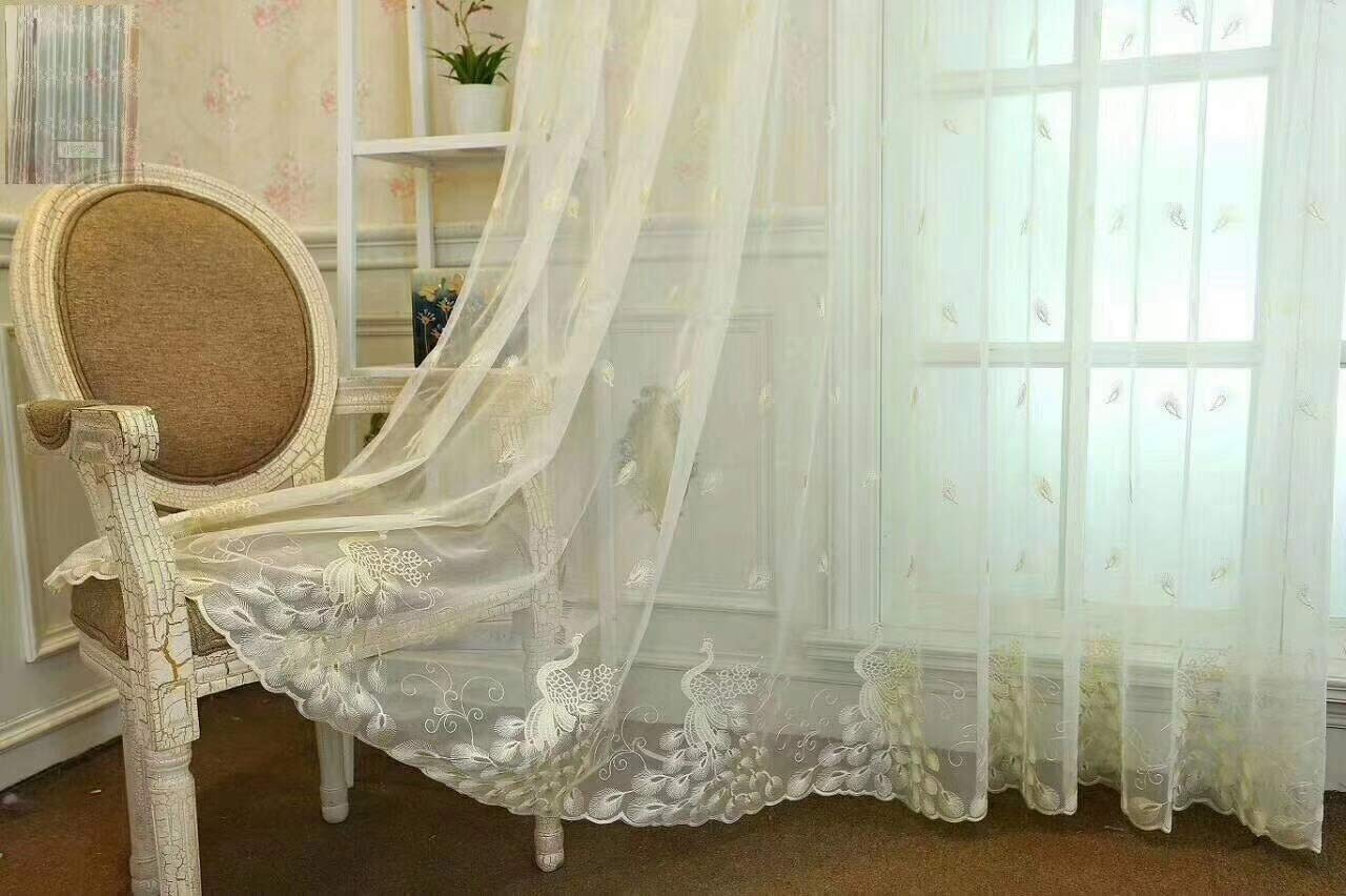 Lactraum - Tende da Soggiorno in Voile Ricamate, Tendaggi Stile Vintage, Colore: Bianco Trasparente, Viola Coprente, mit Ösen, 300 x 245 cm