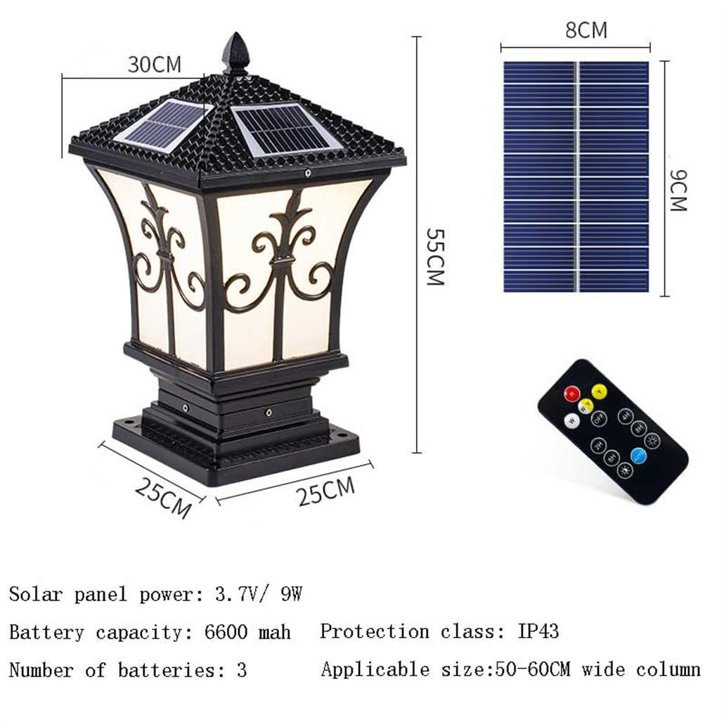 Luces Solares De Pilar para Columna Al Aire Libre Farolas Rústicas Vintage Alimentadas por Energía Solar Tres Modos De Luz: Luz De Tapa De Poste para Cerca, Terraza O Patio Lámpara Poste