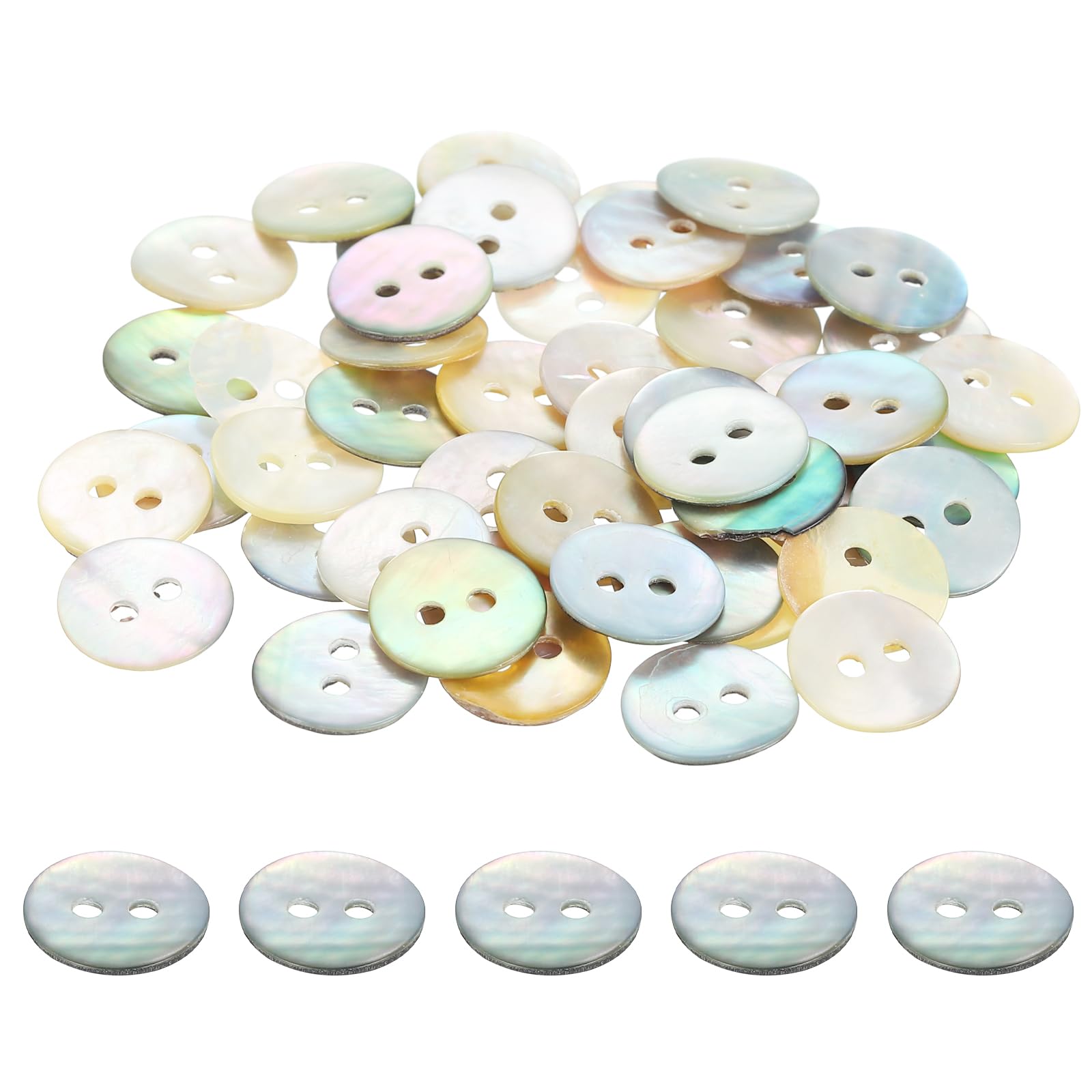 PATIKIL 50 Pcs 11.5mm Mother of Pearl Buttons, 2 Holes MOP Natural Pearl Shell Buttons for Sewing Clothes Coat Suits Shirt DIY Craft Decoration, Gray