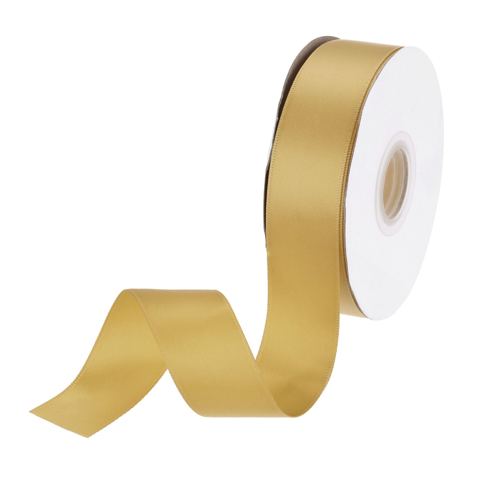 DMiotech 25mm Satin Ribbon 23m/75ft Thin Double Face Fabric Grosgrain Ribbon for Gift Wrapping Floral Hair Flower Bouquet Dark Yellow