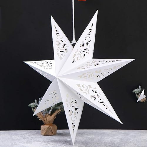 Miniatura 9 de Garneck 17.7 in Estrella de Navidad Linterna de papel decorativo Estrella de papel Pantalla de techo Colgante Ornamento para fiesta de Navidad
