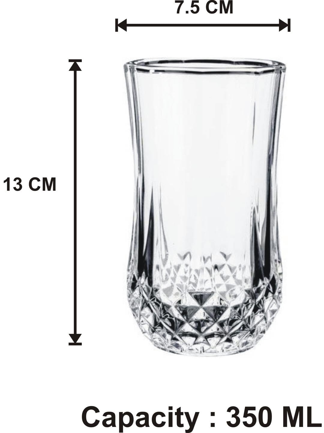 AFAST Party Perfect Glasses for Water, Juice, Cocktails, Smoothies and Other Drinking Beverages, Glass, Clear, Pack of 6, 7.5 X 7.5 X 13 CM 2