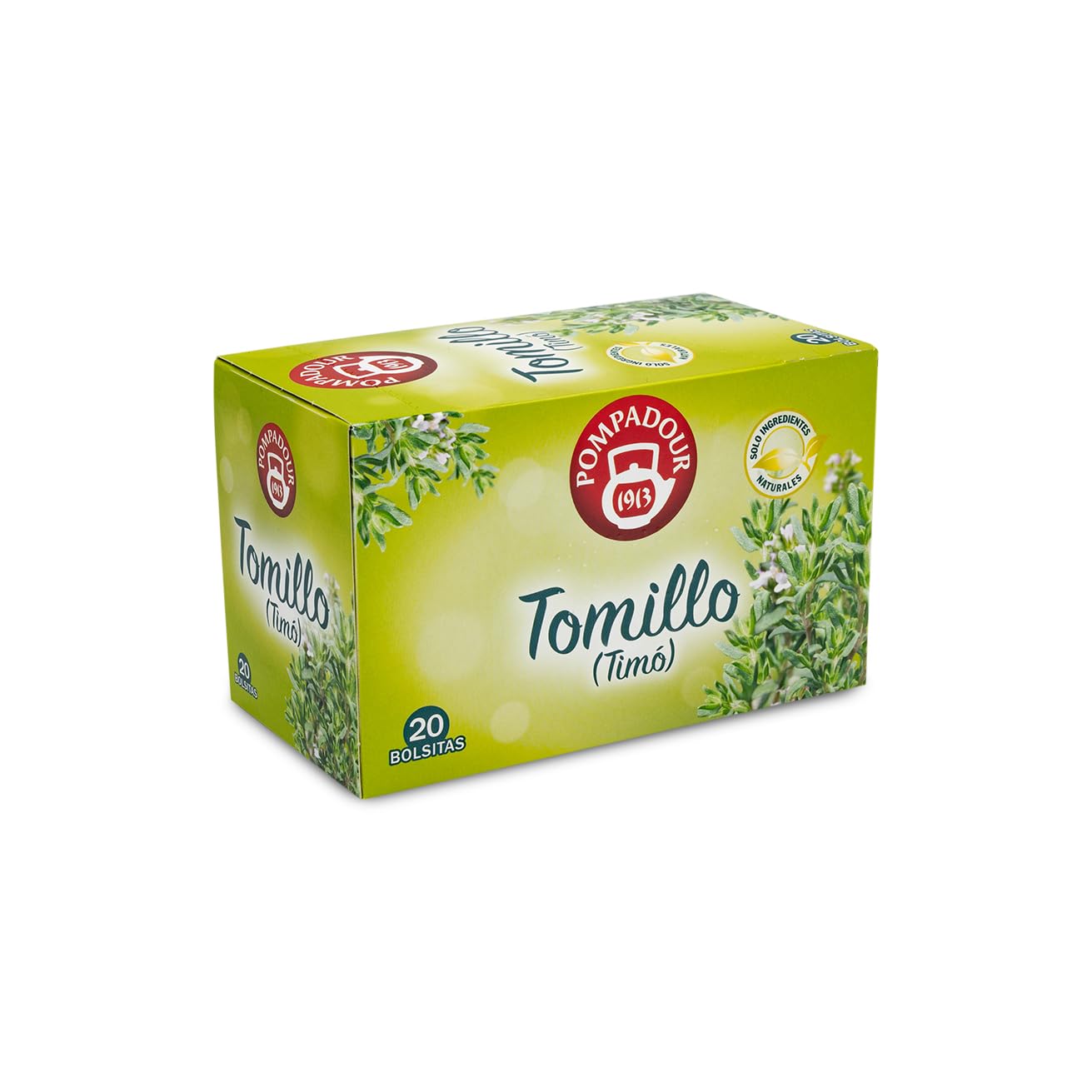 Pompadour | Tomillo | Infusión Tradicional | Sin Teína | 20 Bolsitas de 1,5 Gr