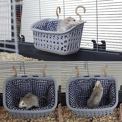 Image of JWShang Rat Hammock for Cage, Chew Proof Hanging Basket Bed with Sturdy Hooks, Pet Cage Accessories, Safe Cozy Small Animal Rodent Hammock for Sugar Glider Mice Snuggling Sleeping