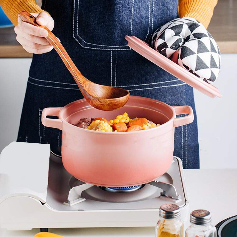 Olla cocinar, Cazuela cerámica, Cazuela Redonda con Tapa, Cocotte pequeña gres, Horno holandés, Olla guisar a Fuego Lento, Olla Resistente al Calor, Olla Barro Sopa, Cerámica