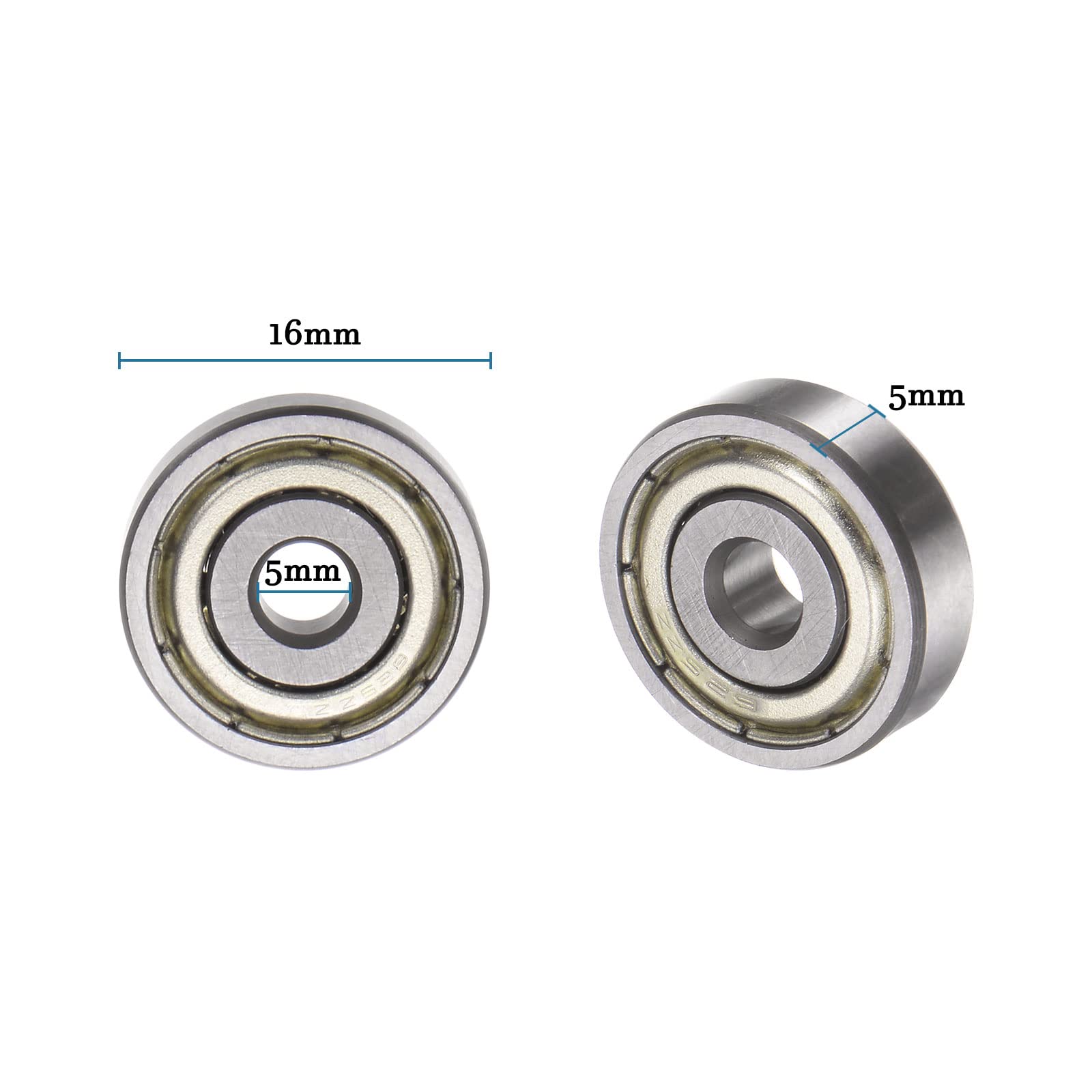 Cuscinetti A Sfera 625ZZ - 10 Pezzi 5x16x5mm Acciaio Carbonio Doppio Schermato - Foto 5