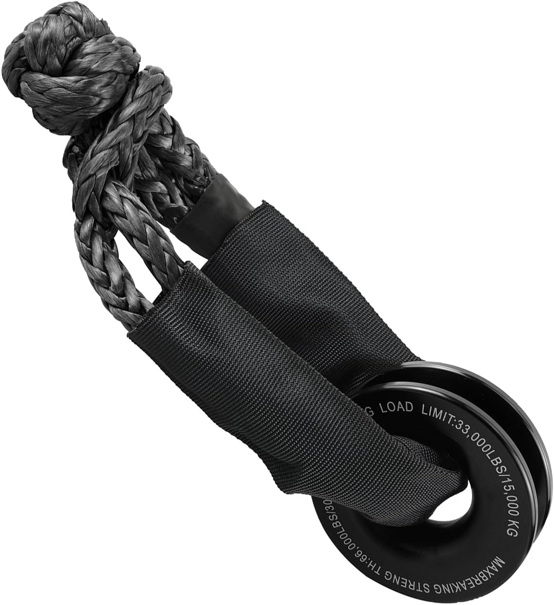 Bevinsee Heavy Duty Synthetic Soft Shackle Recovery Ring Kit, 1pc 66,000lbs Winch Snatch Recovery Ring + 1pc 33,000lbs Shackles Rope for ATV SUV UTV SXS, 4x4 Truck Tackle Winch Rope System Black