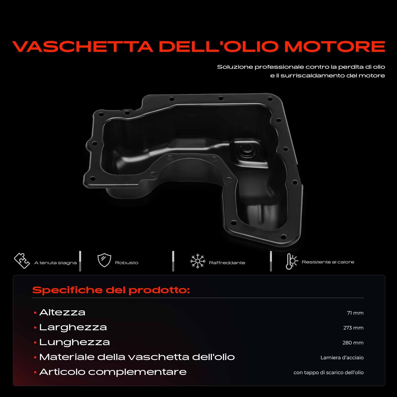 Frankberg Coppa dell'olio coppa dell'olio motore in acciaio 9802366780 | Compatibile con: 208 II UB UJ UP UW, C3 Aircross II 2C 2R, 3008 Van MC MJ MR, 308 II L3 LB LH LP LW, 2008 I CU