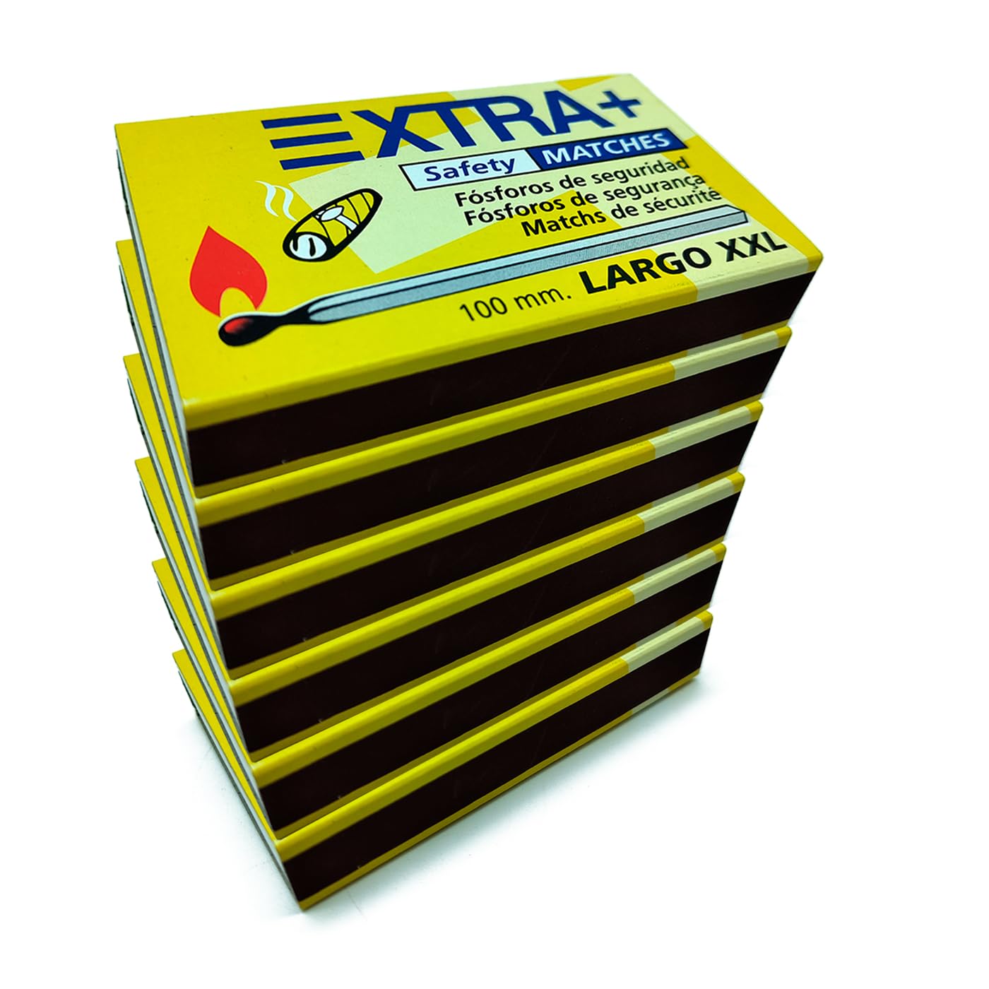 ACAN Tradineur - Pack de 6 Cajas de cerillas Super Largo XXL, 300 cerillas totales, fósforos de Seguridad Super Largos para cocinas, barbacoas, chimeneas, Estufas (10 cm)