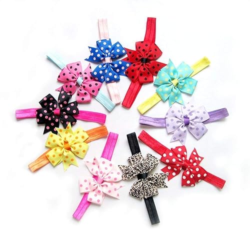 Rrimin Multi-Colour Chiffon Satin Lace Head Band For Girls( 10Pcs, Color Random)