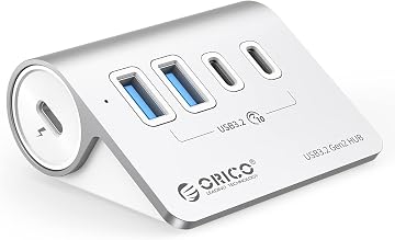 ORICO Hub USB C 3.2 Gen2 de 4 Puertos, Concentrador Alimentado 10Gbps con 2 USB-A, 2 USB-C, Divisor USB C de Aluminio con Cable 0.5m para Macbook, Macbook Pro