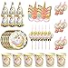 Stoviglie per Feste a Unicorno, Set di stoviglie per Feste, 36 Pezzi Set di Articoli per Feste Unicorno, kit di decorazioni di compleanno per ragazze-Serve 6 Ospiti