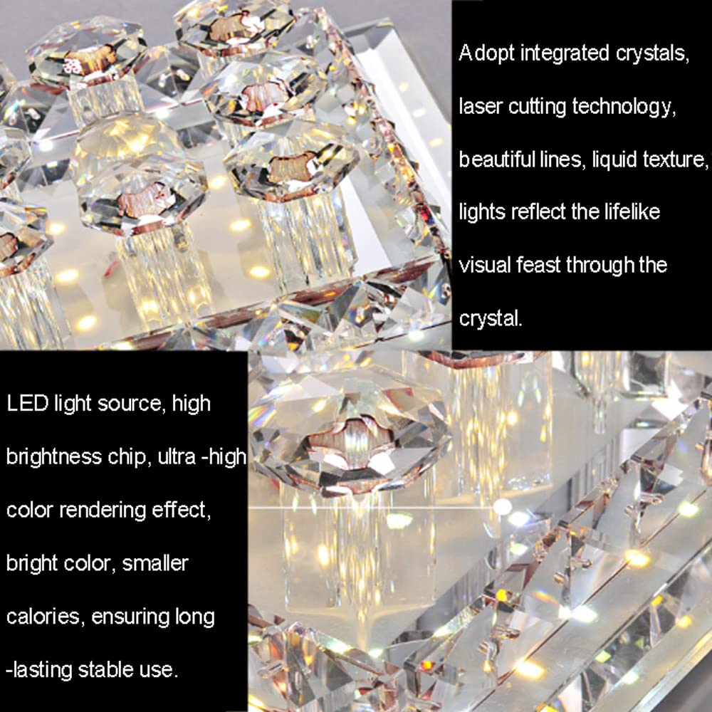 Faretto a LED Quadrato da 12W con Cristalli, plafoniera a LED con deflettore, Illuminazione Moderna a Incasso per corridoio, Veranda, Illuminazione Interna - B-3000K, A,A-6000K