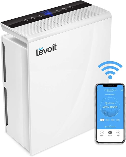 LEVOIT Smart Wi-Fi Air Purifiers for Home Bedroom 48(CADR 230m³/h) with H13 HEPA Filter, Air Cleaner for Allergen and Pollen, Pets, Dust with Smart Sensor, Auto Mode, 1-12 Hour Timers, LV-PUR131S