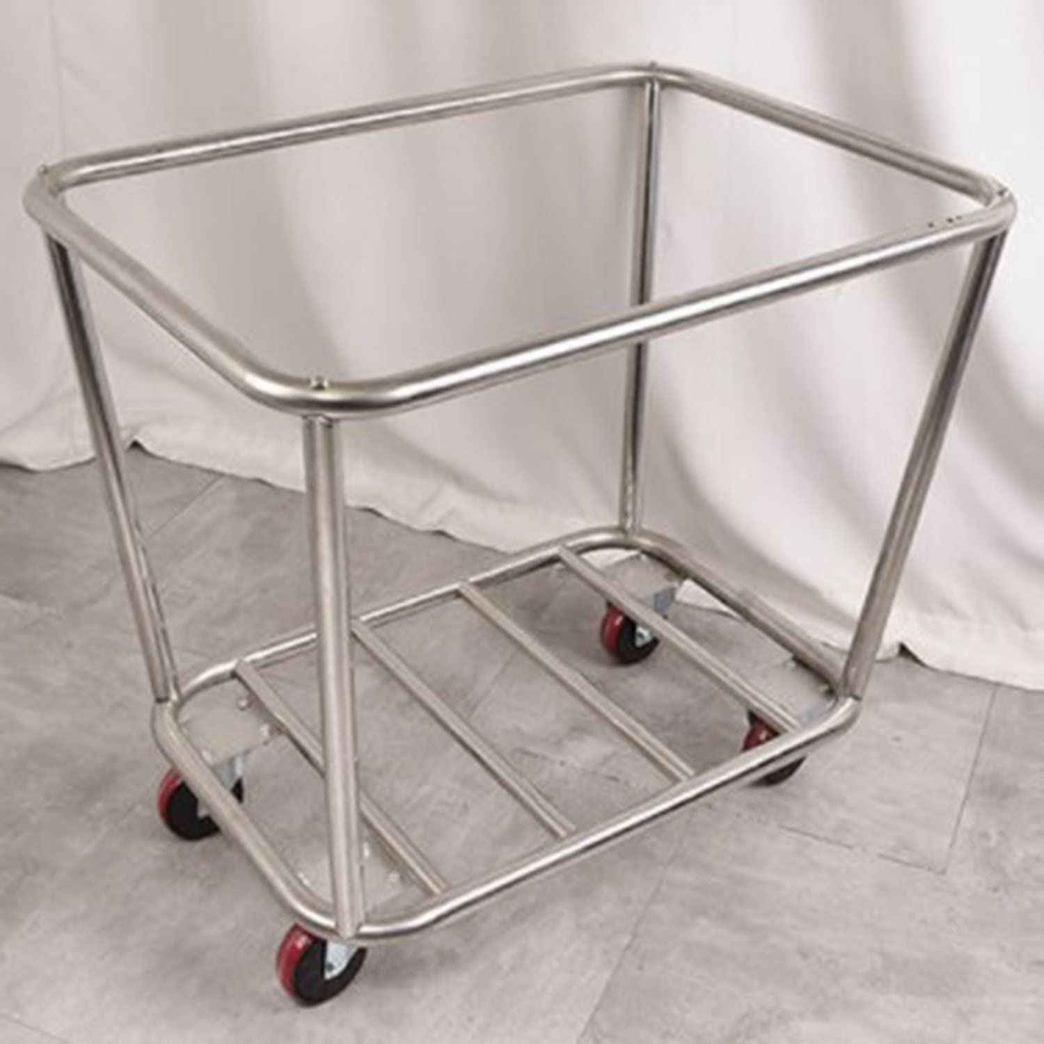Robuster kommerzieller Wäschekorb aus Edelstahl mit Rädern, industrieller beweglicher Trolleys-Korb zum Sortieren von Kleidung, Wäschesortierer