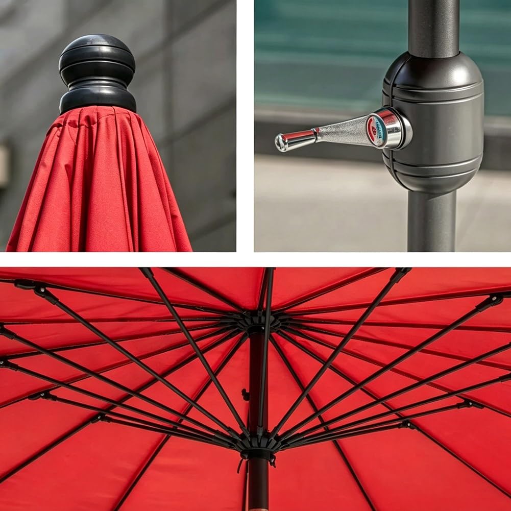 Parasol Ogrodowy 250 cm, Okrągły Parasol Przeciwsłoneczny z Nachylenia i Aluminiowym Trzonkiem z Korbką do Basenu, Ogrodu i Tarasu