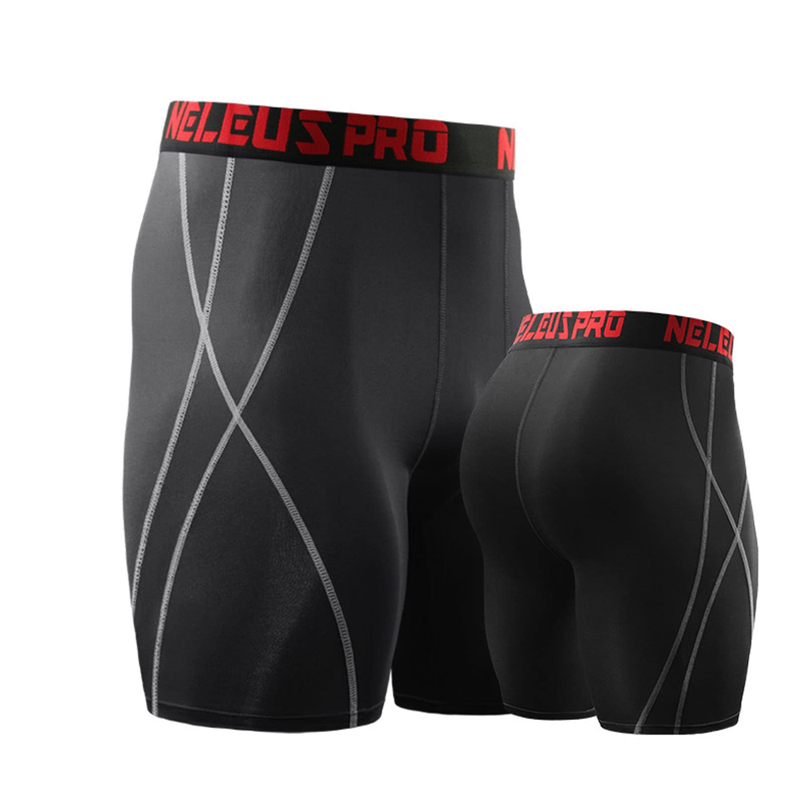Short Compression Homme, Short Sport Séchage Rapide, avec Poches pour Téléphone Portable, Couche Base Respirante, pour Cyclisme, Yoga, Boxe, Gym, Course à Pied