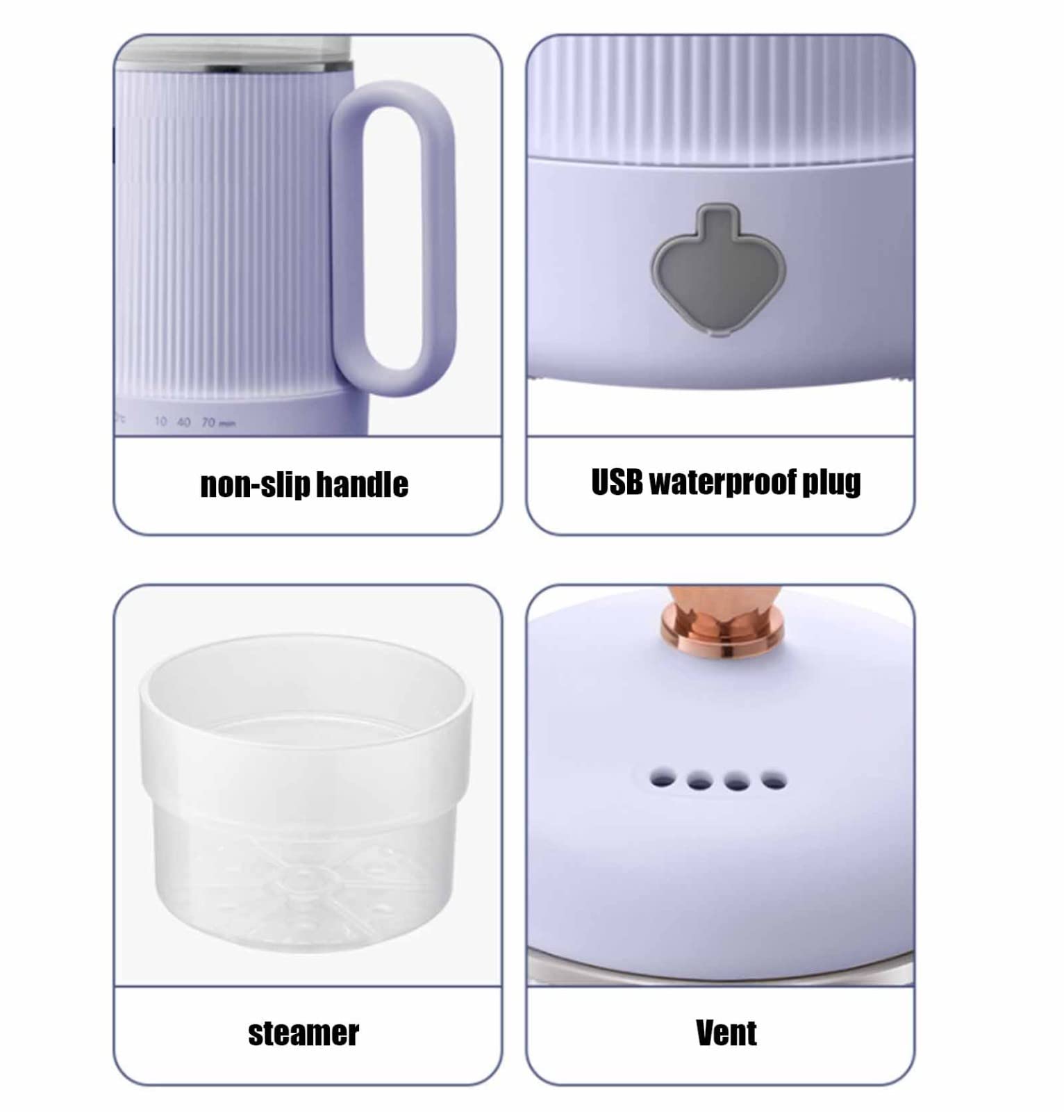 Dzbanek zdrowotny, 600 ml automatyczny, zagęszczony mini czajnik do herbaty(Purple)