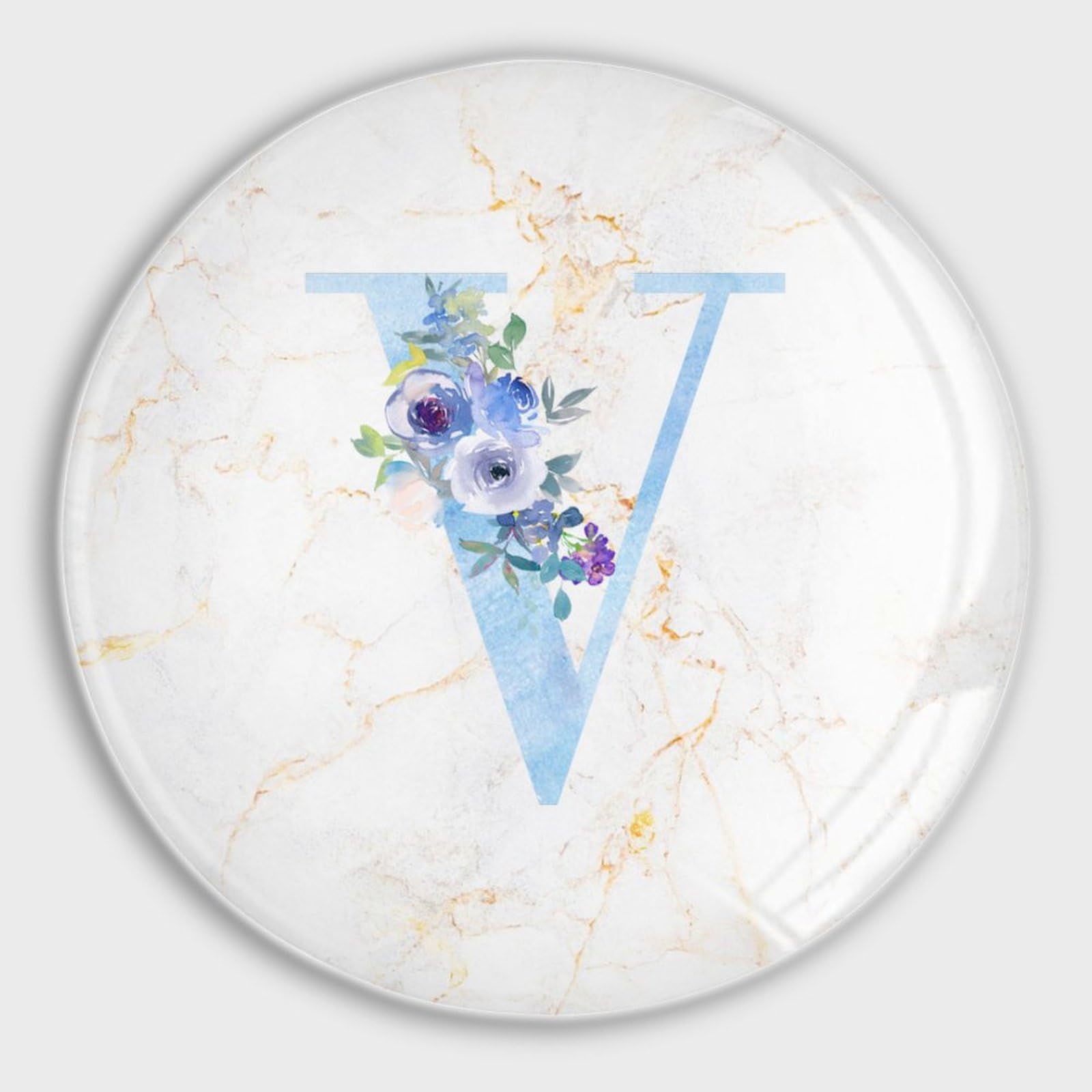 Monograma inicial V imanes de refrigerador magnético pizarra blanca para nevera alfabeto azul floral vidrio pequeños imanes monograma perfecto para refrigeradores pizarras blancas mapas