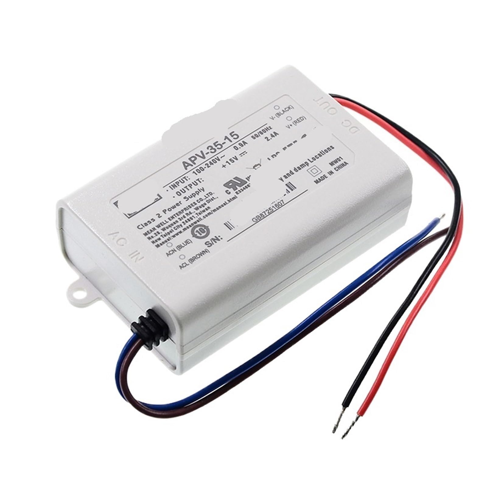 Zasilacz LED z pojedynczym wyjściem 35 W, 5 V/12 V/15 V/24 V, seria APV-35(APV-35-12)