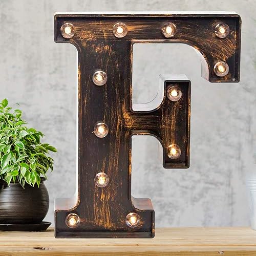 Miniatura 8 de Pooqla Letras vintage de marquesina iluminadas con luces, estilo industrial iluminado, letras del alfabeto iluminadas, para cafetería, apartamento,