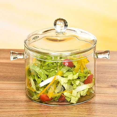 Miniatura 3 de GANAZONO Hervidor de té - Cuencos de vidrio transparente, cacerola con tapa y asa, resistente a la cocina, utensilios de cocina transparentes para