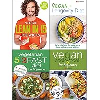 Veggie lean in 15, vegan longevity diet, vegetarian 5 2 fast diet for beginners,vegan cookbook beginners 4 books collection set