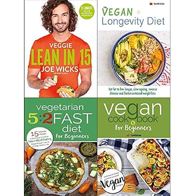 Veggie lean in 15, vegan longevity diet, vegetarian 5 2 fast diet for beginners,vegan cookbook beginners 4 books collection set