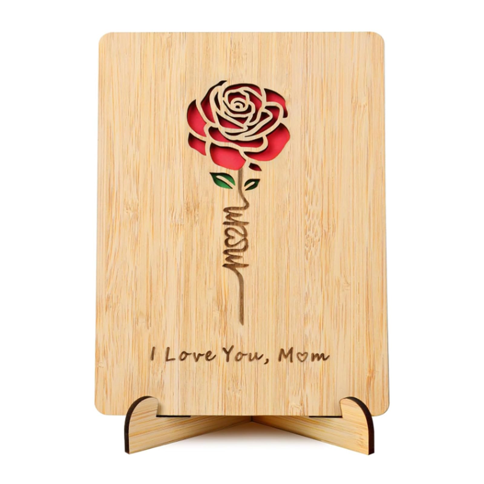 Qusinfc Foldable Memorial Wooden Card Artistic Birthday Wedding for Anniversaries Tabletop Display Customizable Wooden Holiday Card