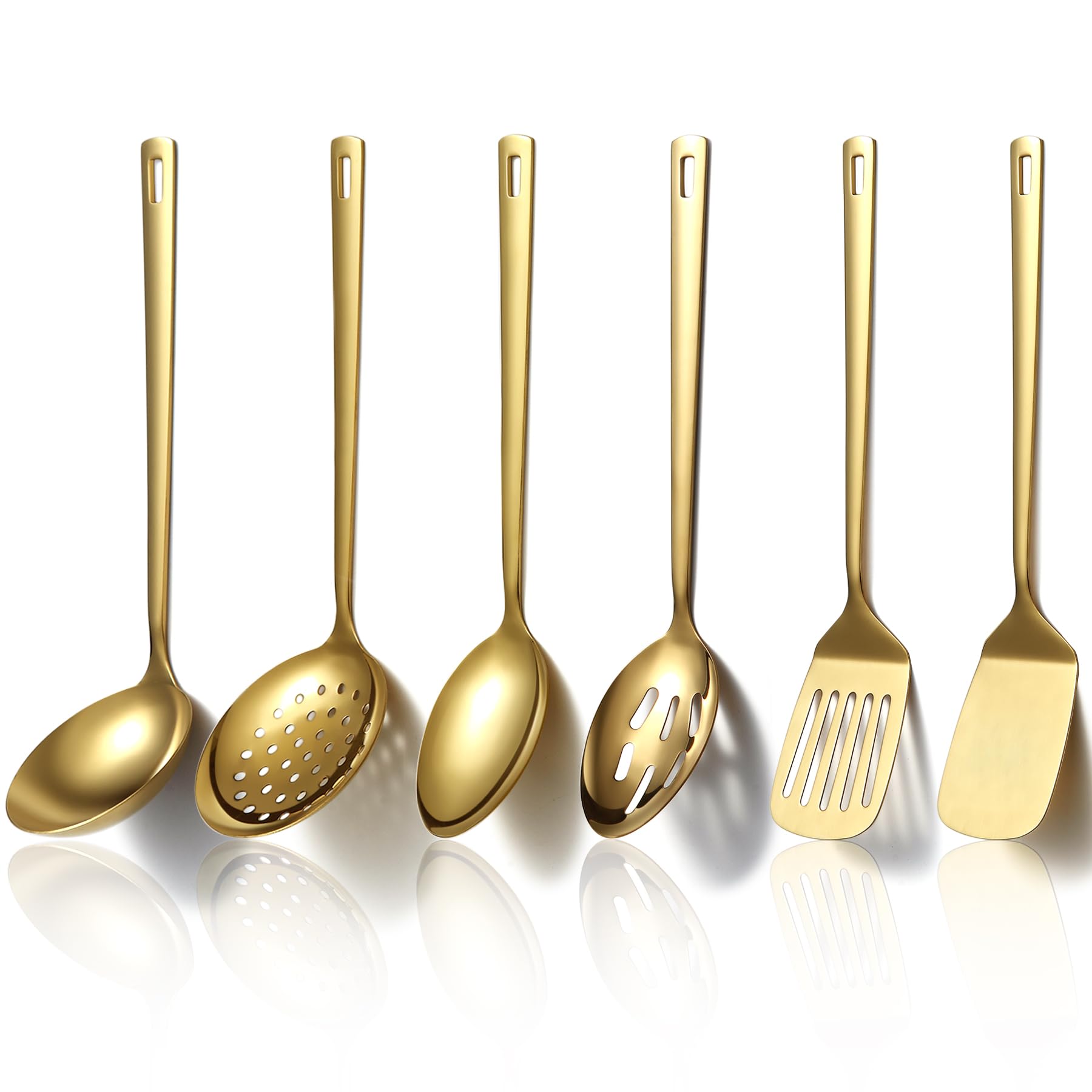 Evanda 6 Pcs Gold Stainless Steel Titanium Plated Kitchen Utensils Spatula Spatula Kitchen Tools Home Essentials