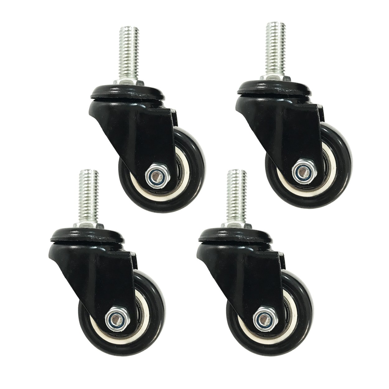 Saim Shopping Cart Wheel Trolley Swivel Caster M10 1.5" Wheel Dia. Set of 4