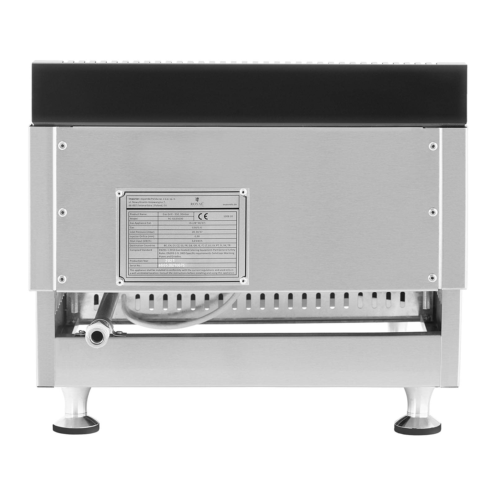 Royal Catering Plancha Fry Top de Gas RC-GG35030 (Placa de parrilla: 35 x 40 cm, Potencia: 3.000 W, Presión: 0,03 bar (propano, butano))