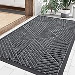 smiry Door Mat, Heavy Duty Door Matts Indoor Outdoor, Dirt Trapper Easy Clean Doormat, Non Slip Floor Mat for Front Door, Entrance, 43 x 76 cm, Grey
