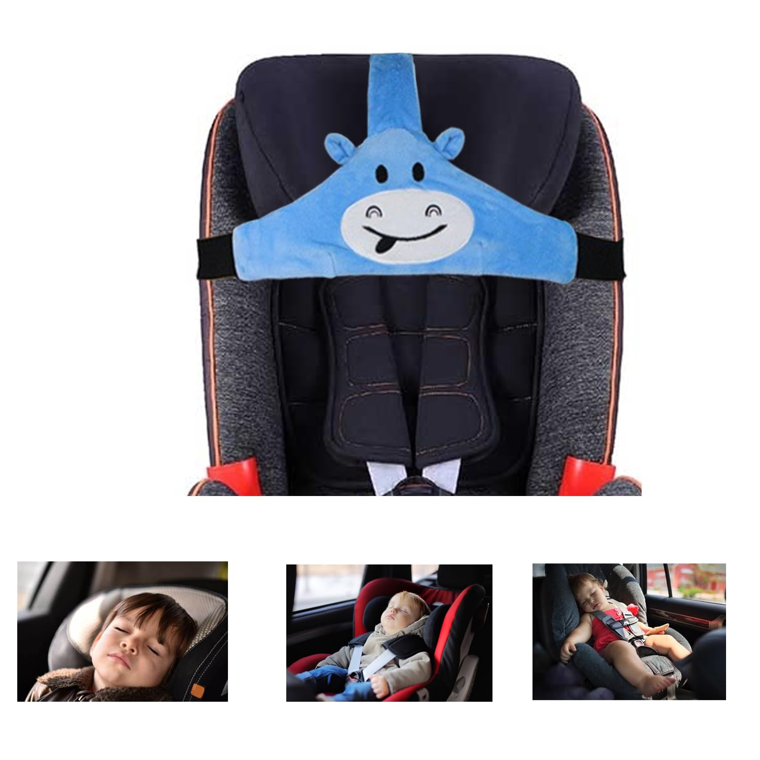 MINGZE Support de Tête de Siège de Voiture D'enfant de Bébé, Coffre-fort de Voiture et Positionneur de Sommeil Confortable, Ceinture de Fixation Réglable de Seat de Sécurité (Rose