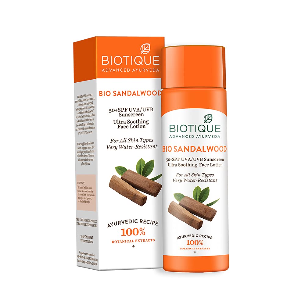 Biotique Bio Sandalwood 50+ SPF Sunscreen Ultra Soothing Face Lotion, 120 ml