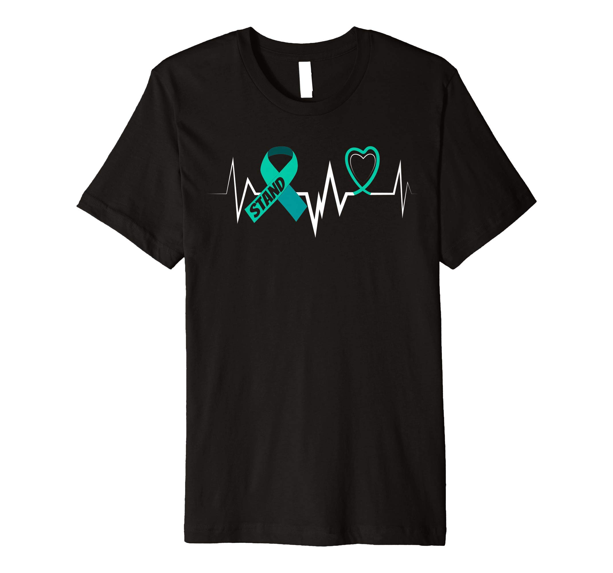 Heartbeat PCOS Teal Ribbon Polycystic Ovary Syndrome Premium T-Shirt