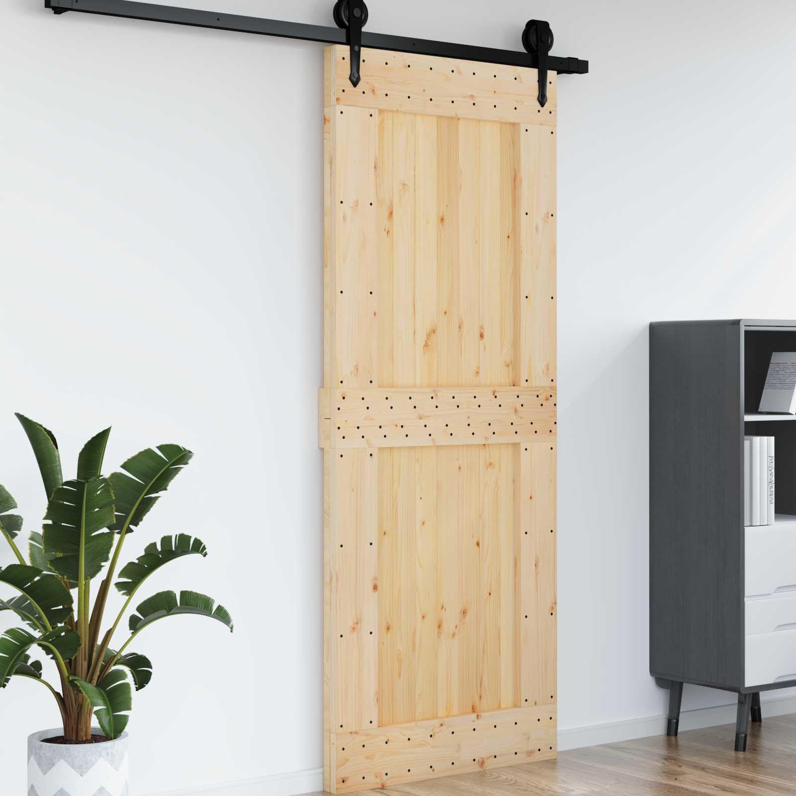 vidaXL Tür NARVIK Natur 90 x 210 cm Massivkiefer, Moderner rechteckiger Tür, aus massivem Kiefer, platzsparend, stylischer Raumteiler, funktionales Design