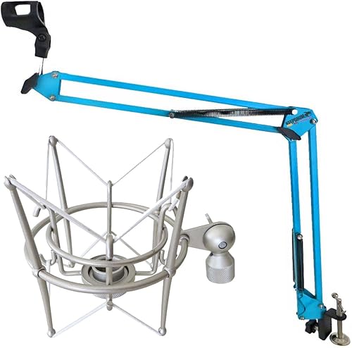 keepdrum NB35 Blau Gelenkarm Mikrofonstativ MS089SV Mikrofon Spinne Silber fA r G-Track