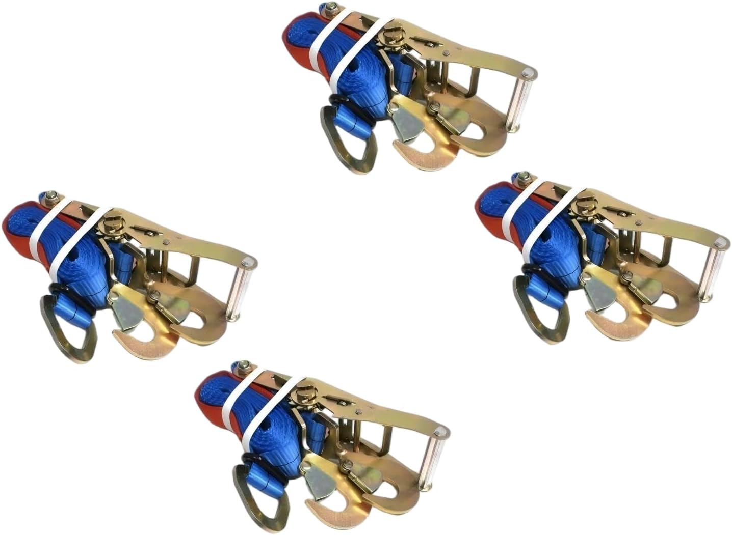 TSCR-LOTOF4 Set 4 Car Tie Down Ratchet Axle Straps 10' Fits for Trailer RV - Trailer Tie Down Ratchet Axle Straps Replacement